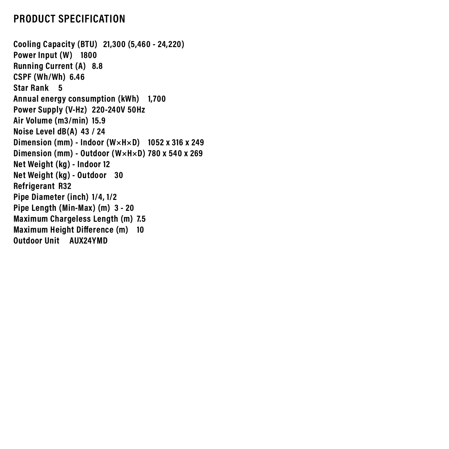 Sharp 2.5HP Plasmacluster J-Tech Inverter Air Conditioner (AHXP24YMD)