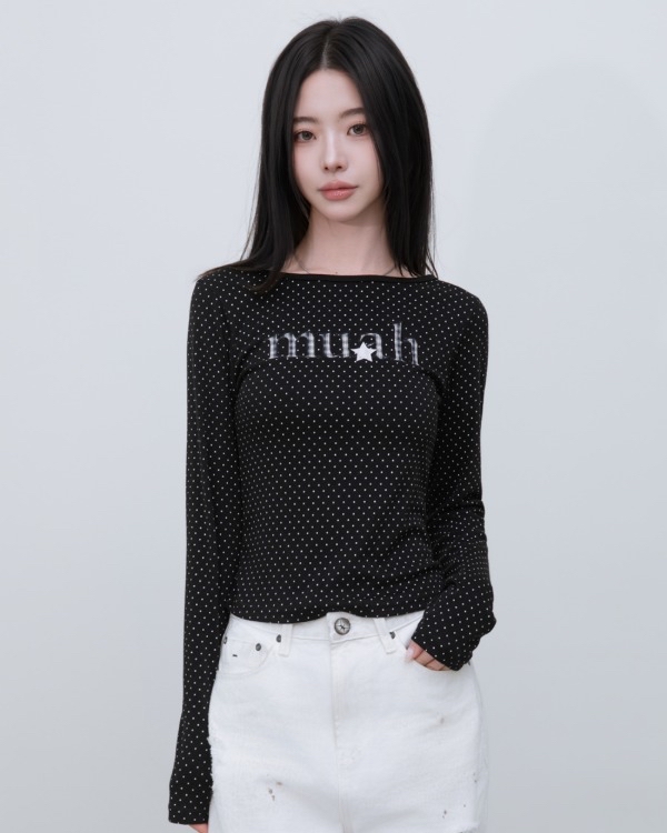 MuahMuah BOATNECK LOGO PATCH DOT LONG SLEEVE