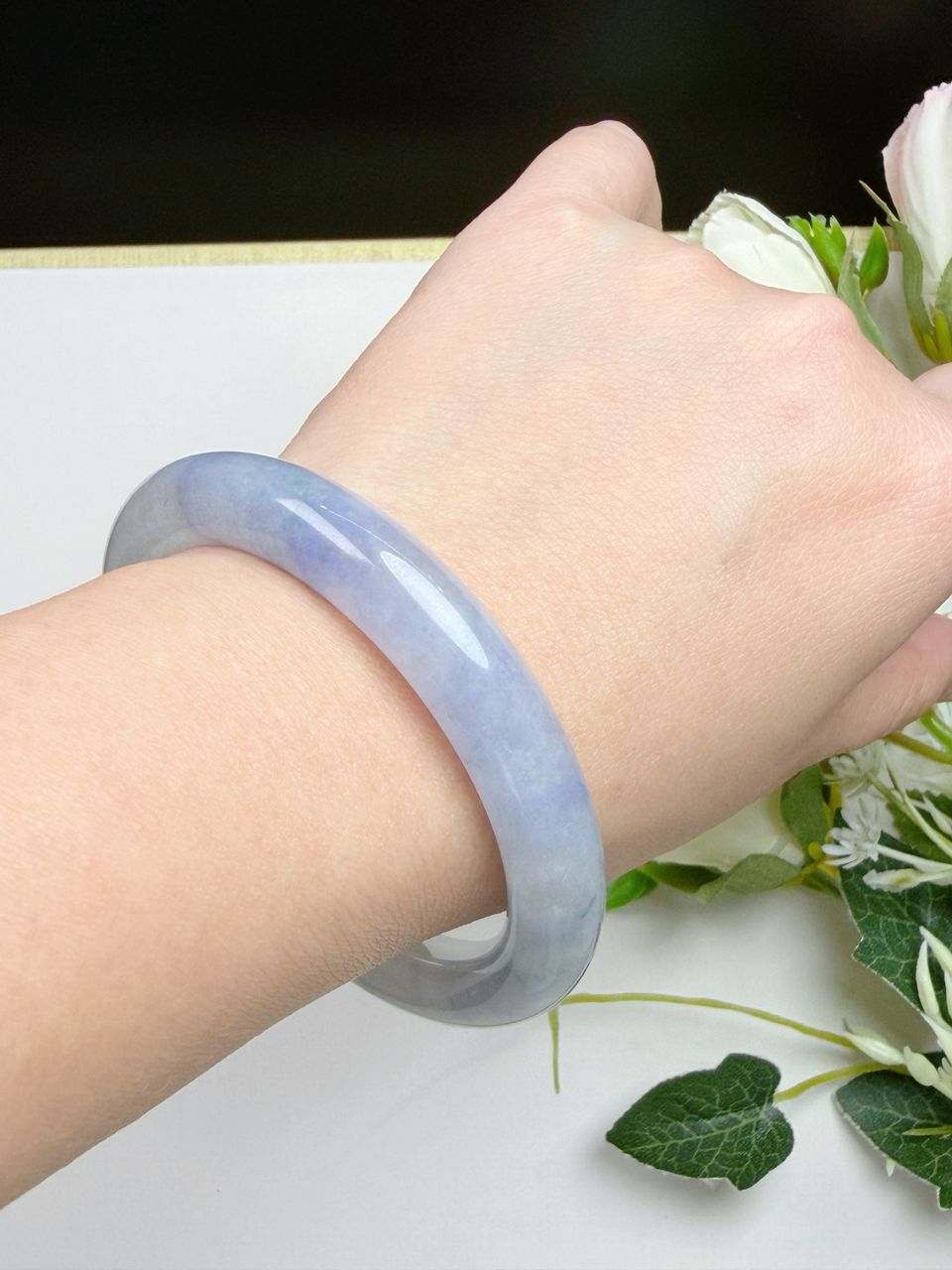 54圈口冰莫奈翡翠手镯 opt 54-8.5-8.5mm