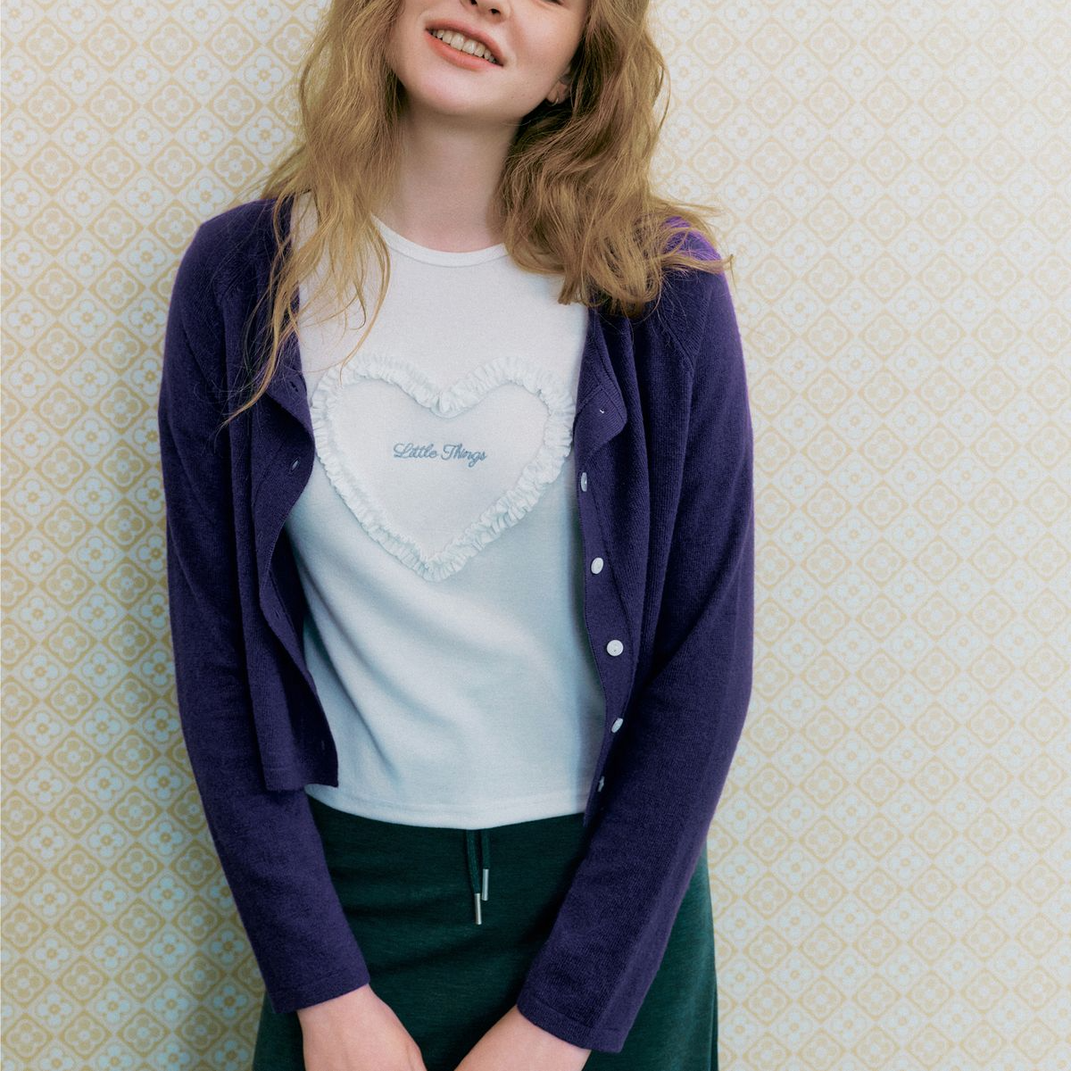 [ROEM] Heart Frill Short Sleeve T-shirt (2種)