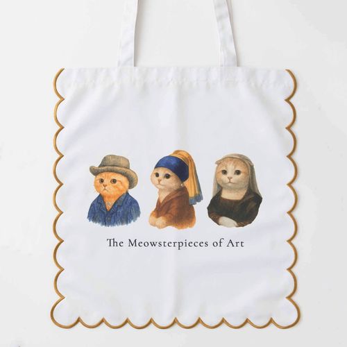 🆕【⭐訂購⭐】🌀 🇯🇵 日本直送 可愛貓狗雙面圖案 刺繡滾邊扇形 大容量 tote bag［3款選］🌀 [ELJD-0011][261101]
