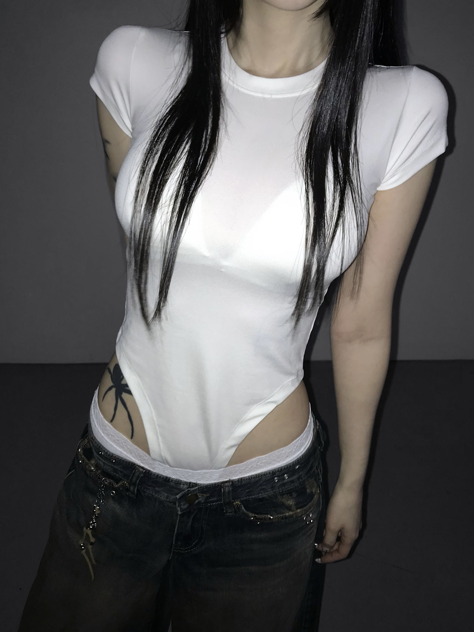 Slim Fit Crew Neck Bodysuit