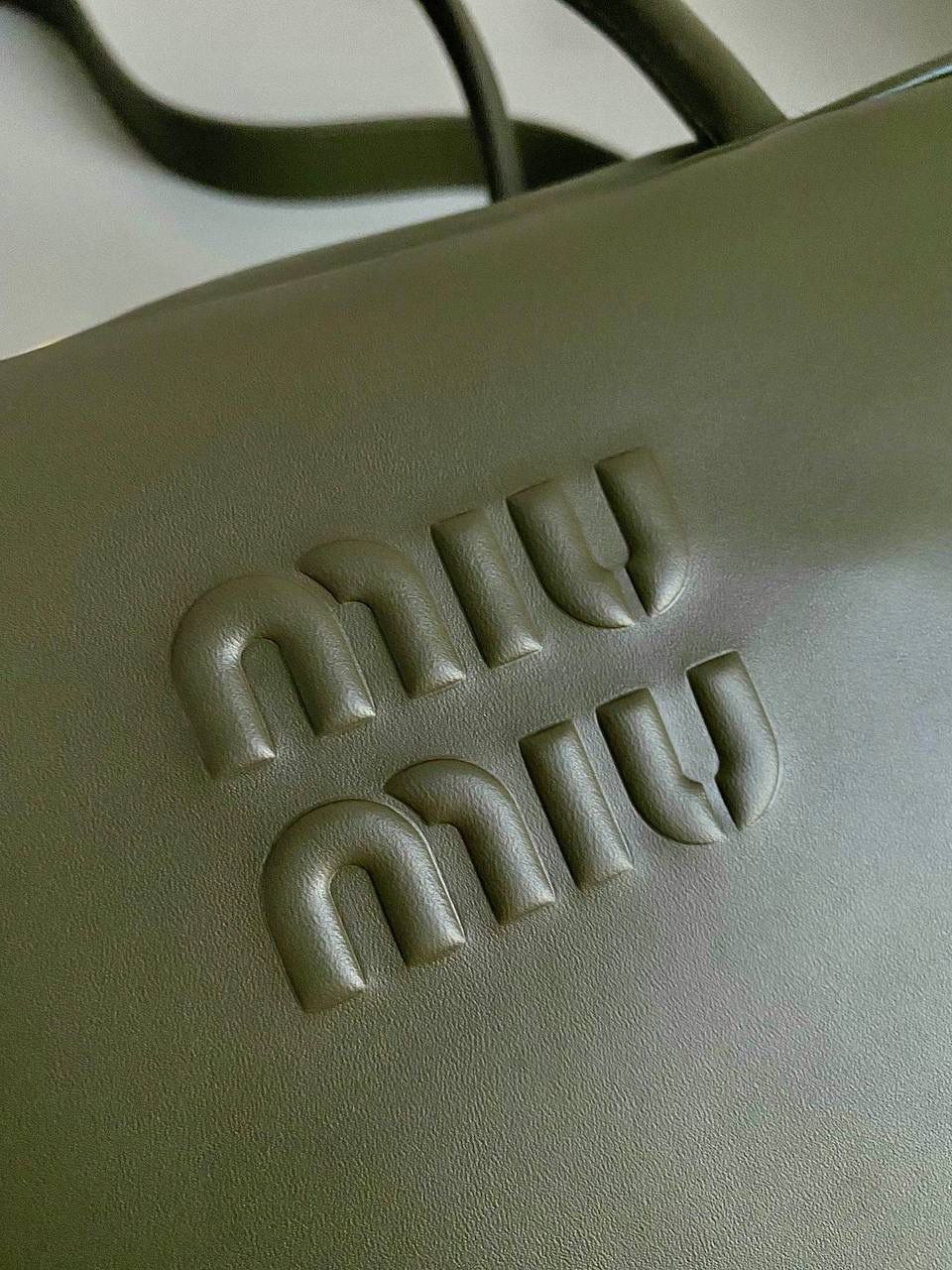 🈶橄榄绿| 肩带款 𝗠𝗶𝘂𝗠𝗶𝘂23秋冬公文包 比经典老款多了一条长肩带 斜挎手拎更加实用，直接翻红啦！！ 看似一样，实际尺寸上有轻微小改 但差异不大，整体也比老款要薄一点 斜挎起来更有轻盈感，不会显得太笨重 近两年miu水涨船高，爆款制造机 出什么火什么，杀疯了已经，都去冲 一整个甜酷少女感路线，赢麻了！！ 23×34×10cm，#F0020m