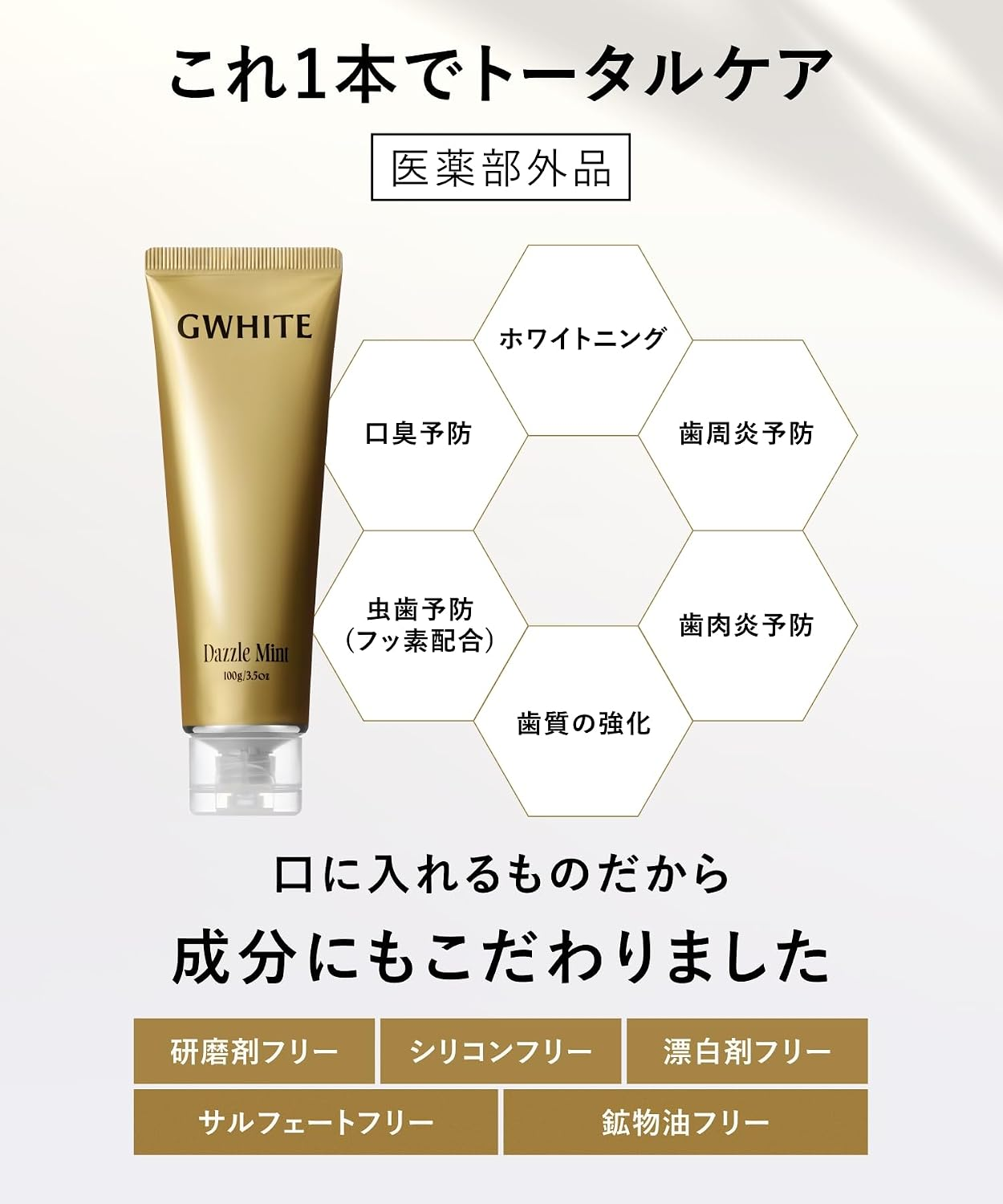 【日本 G-WHITE 藥用美白牙膏 100g】無研磨劑溫和去黃！輕鬆刷出耀眼靚齒 