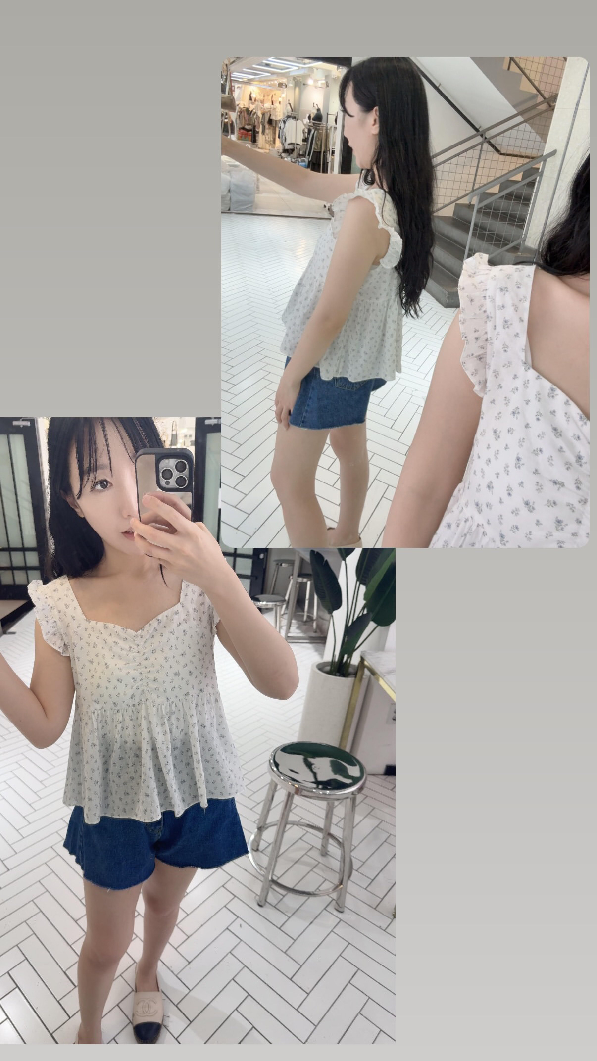 夏日麻質小花TOP