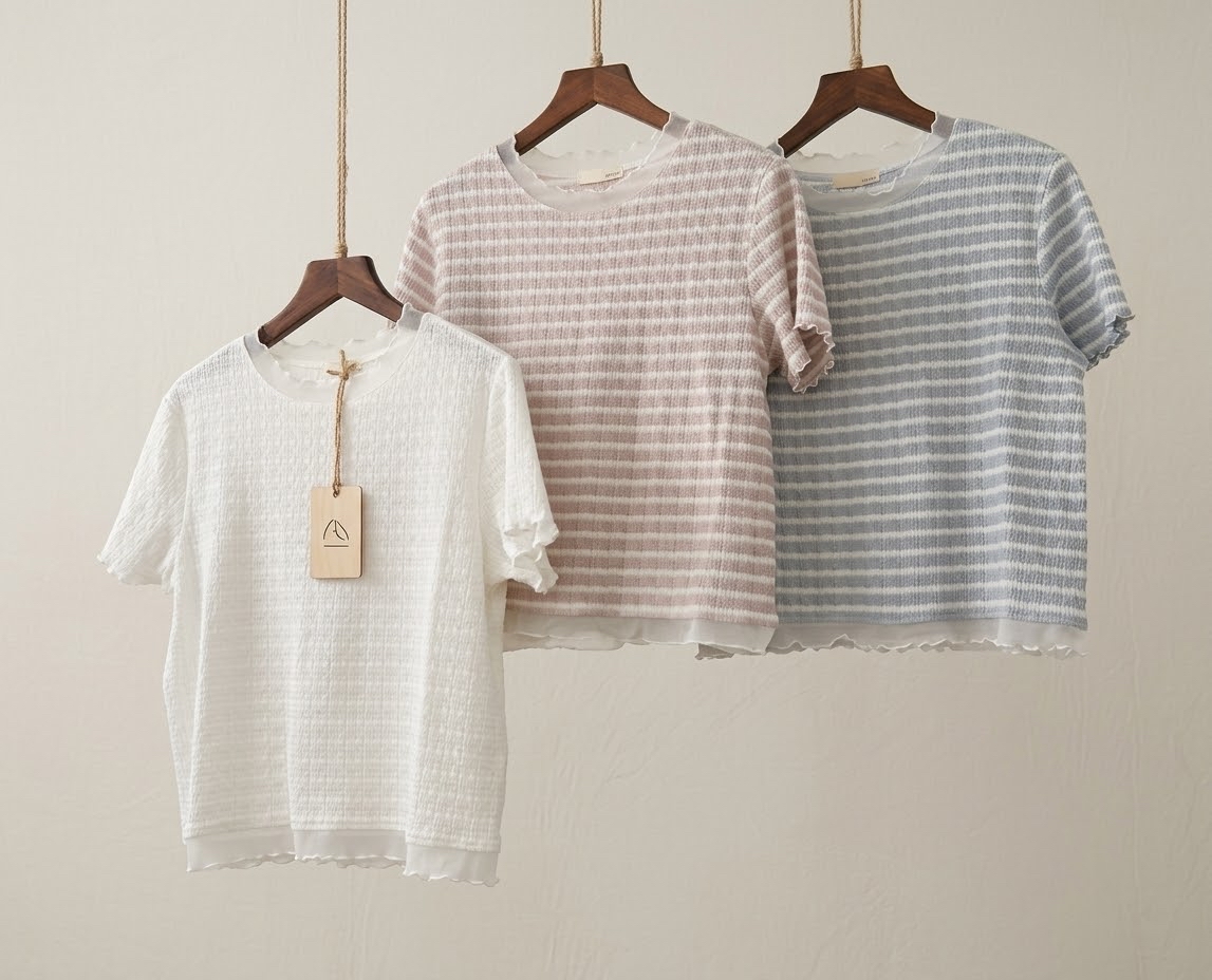 ❥ New arrival 。條紋拼紗上衣。現貨･ᴗ･ 