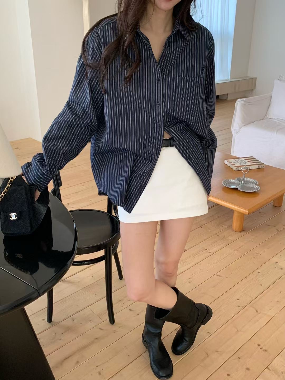 慵懶直條紋襯衫(兩色入)