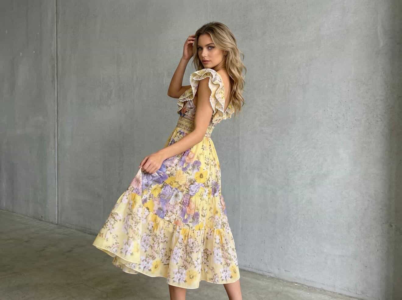 歐美風藍白/紅白印花連衣裙