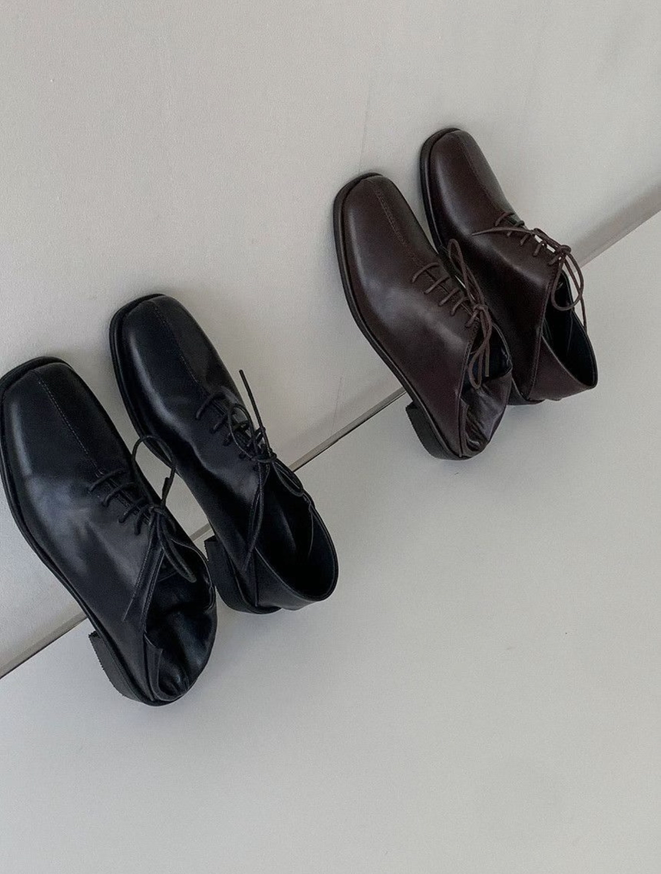 Square Lace-Up Oxfords 