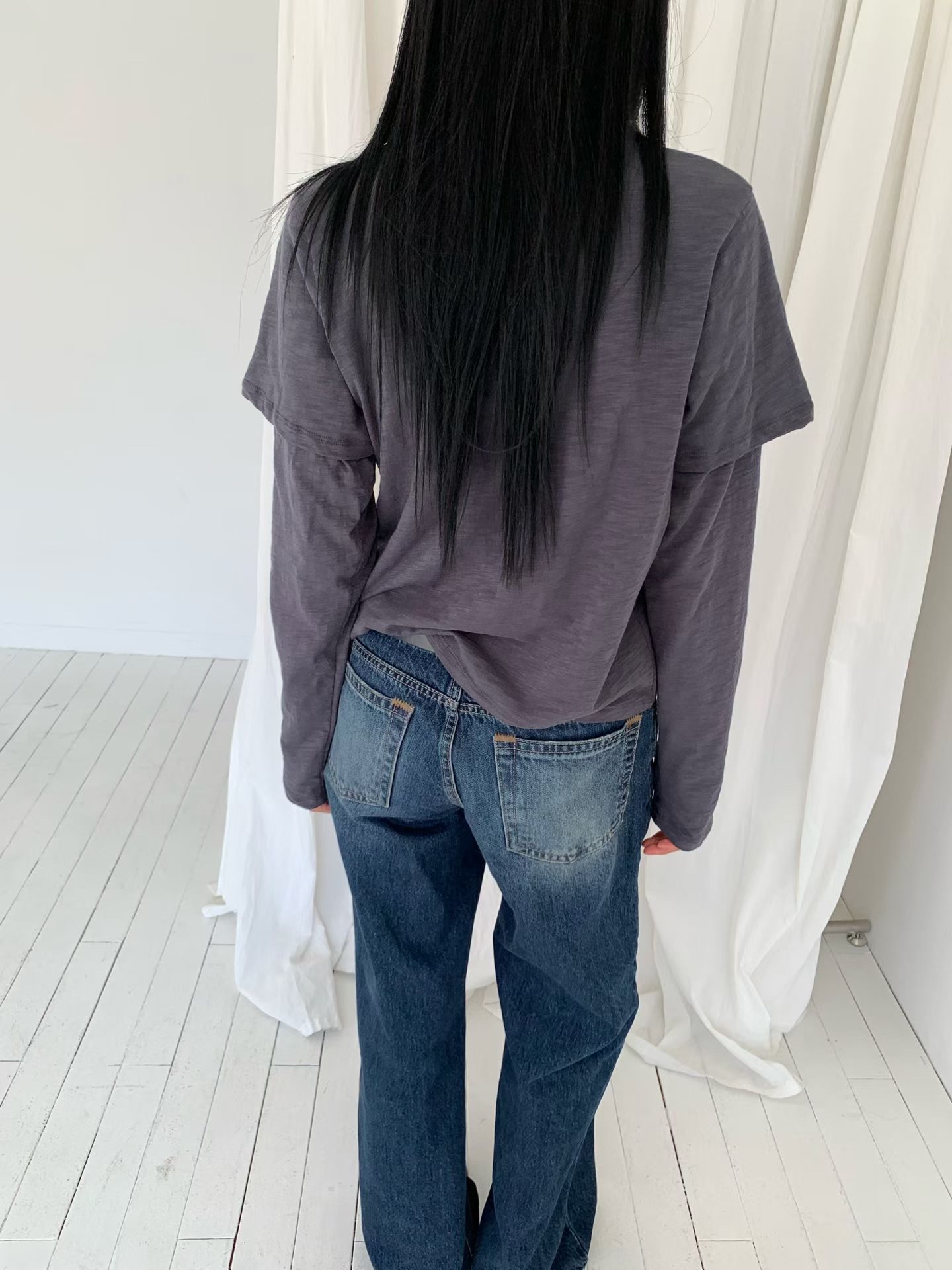 221533 假兩件淨色Tee