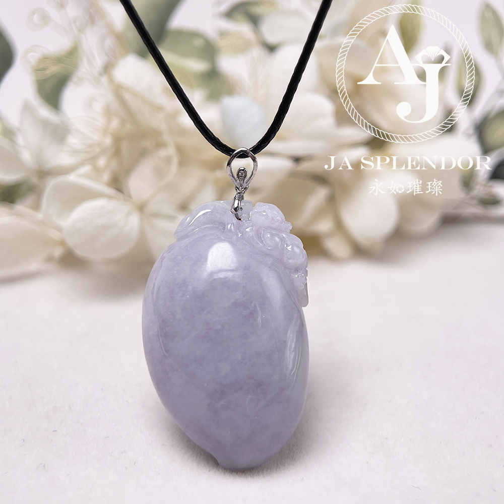 JNK-91 天然翡翠A玉 【猴】冰糯紫羅蘭靈猴獻壽18K吊墜