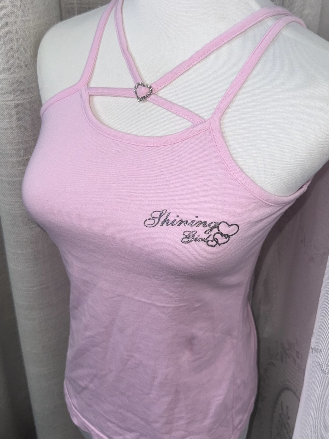Y2k Criss-Cross Halter Cami with Heart Buckle