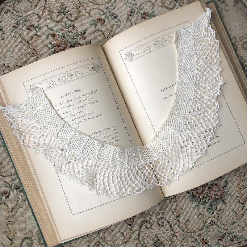 Vintage c.a. 1950-70s Cream Yellow Hand-Crochet Dress Collar(MT150-13)