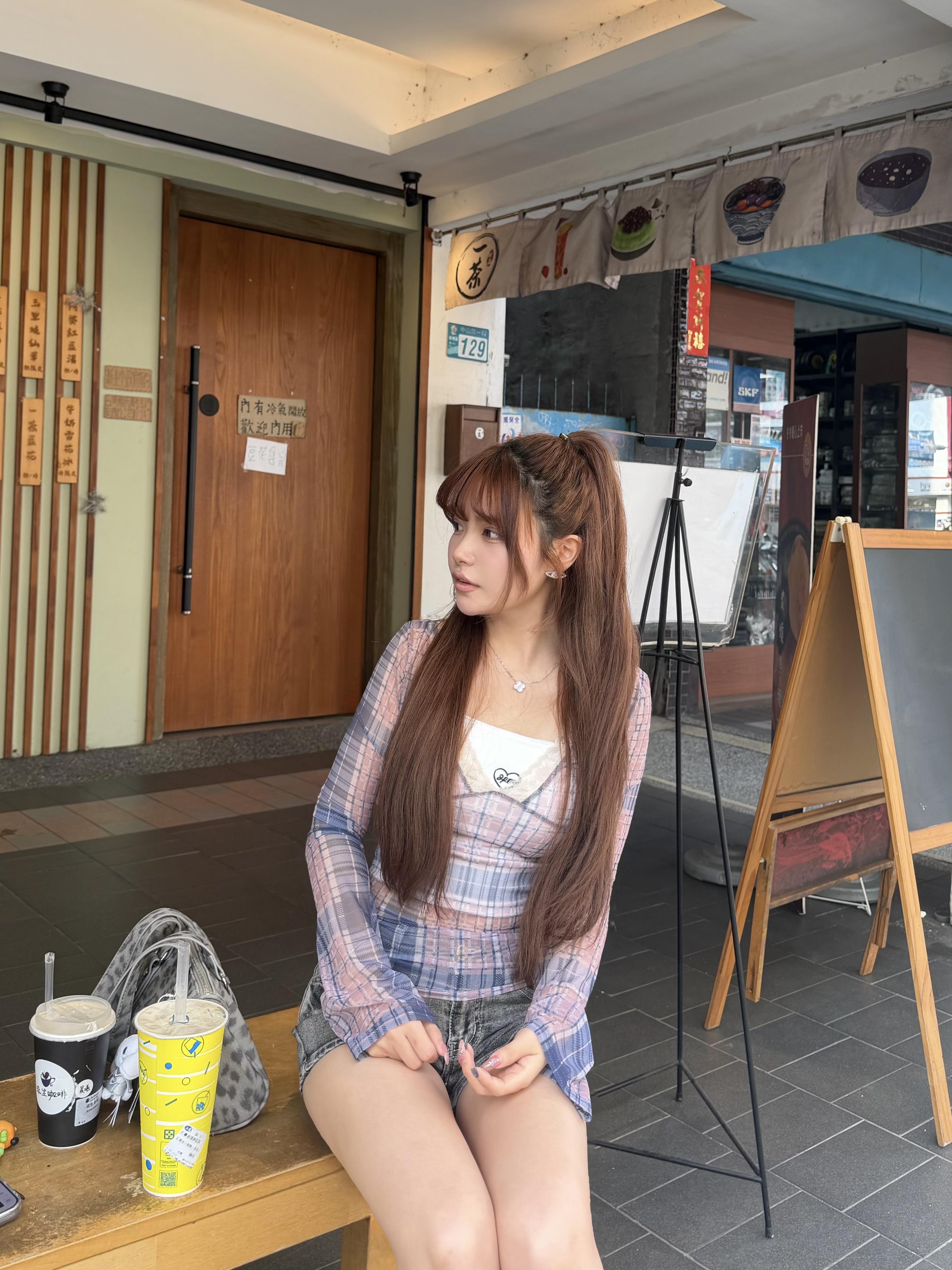 (店主大推❤️‍🔥）韓國少性感透薄格仔Lacy 邊邊 Top