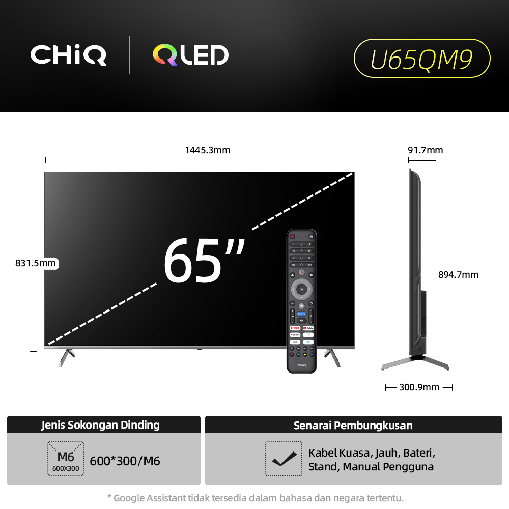 CHiQ U65QM9 65 Inch 4K QLED Google TV