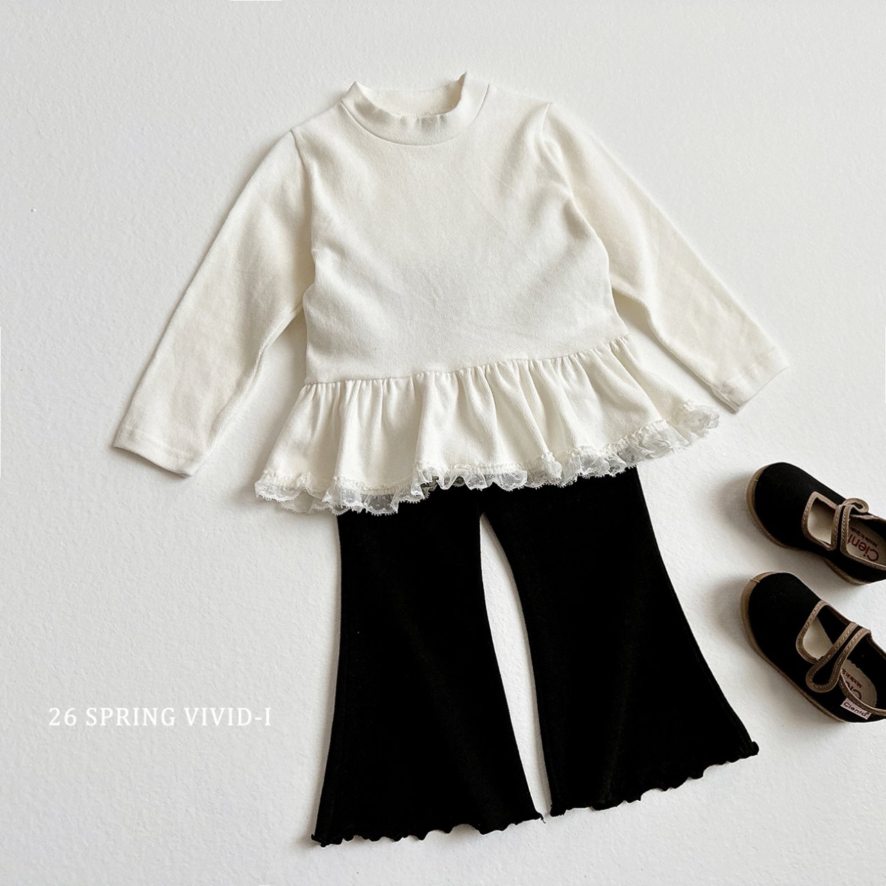 🌸預訂 韓國直送🌸🇰🇷VIVIDI四色純色毛圈花邊喇叭褲