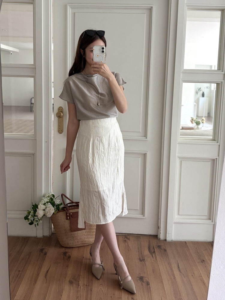 Odette Sheen Top (Silver Grey)