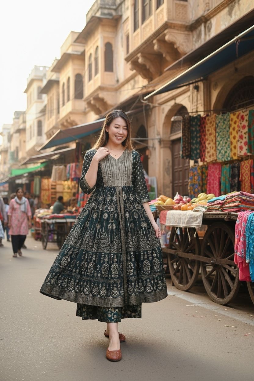 Forest Green Fake 2-layer Mid-sleeve OP 49" #1001