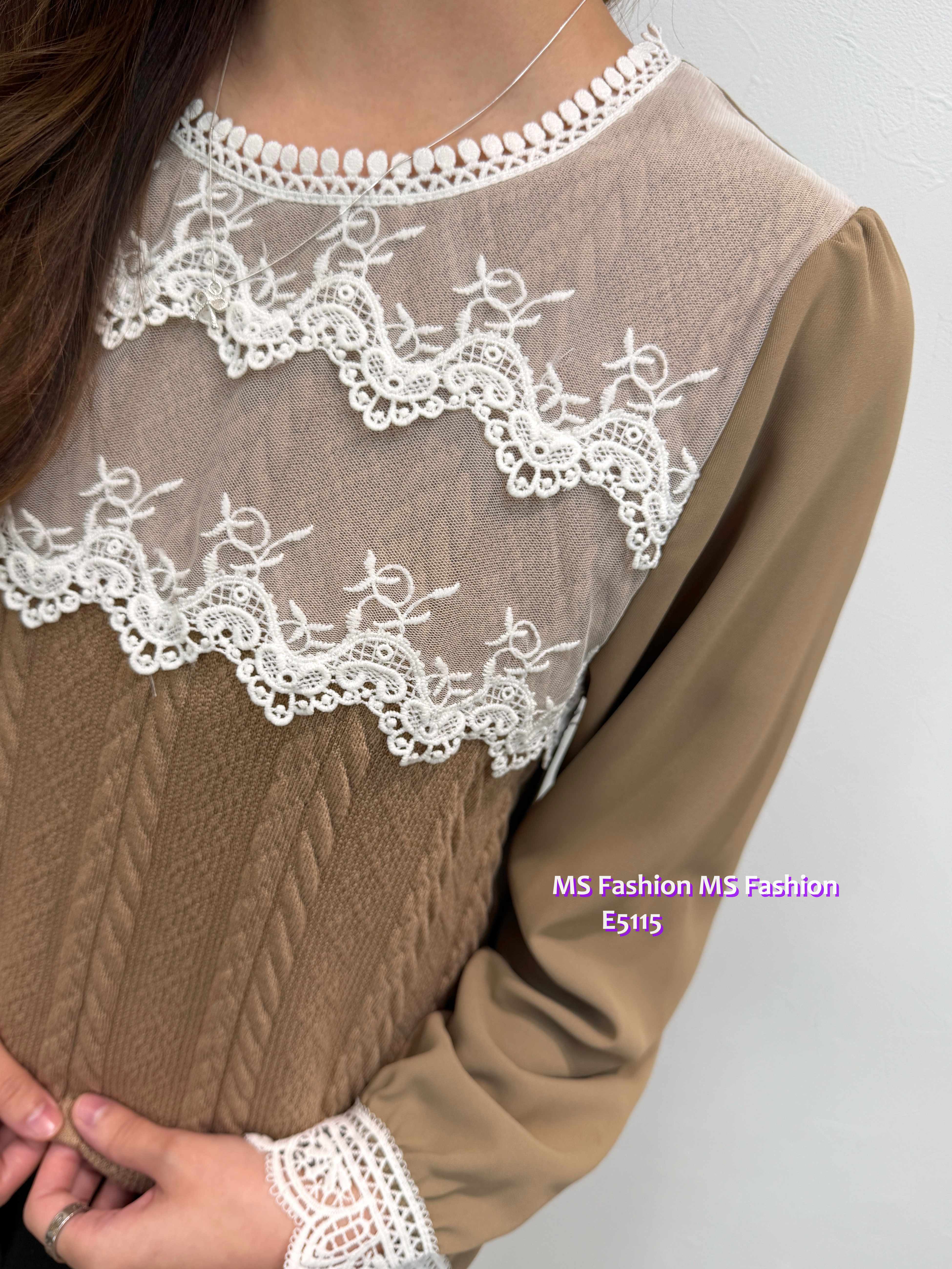 E5115 拼麻花lace top