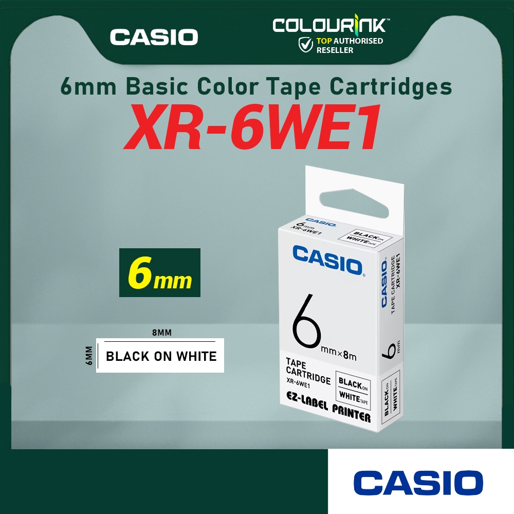 CASIO ORIGINAL GENUINE 6MM EZ LABEL TAPE FOR  KL-120 KL-130 KL-820 KL-60 KL-HD1 KL-8400 KL-G2