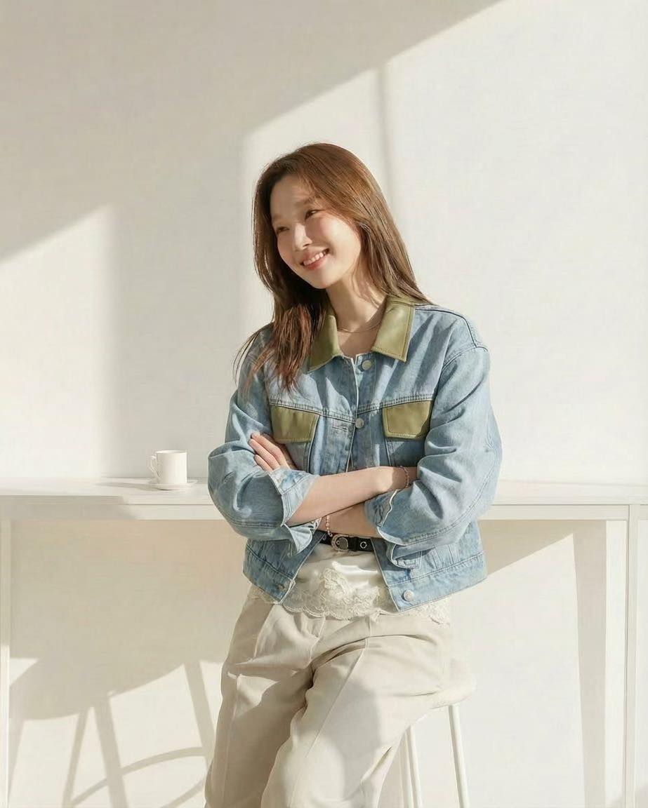 拼皮領牛仔外套