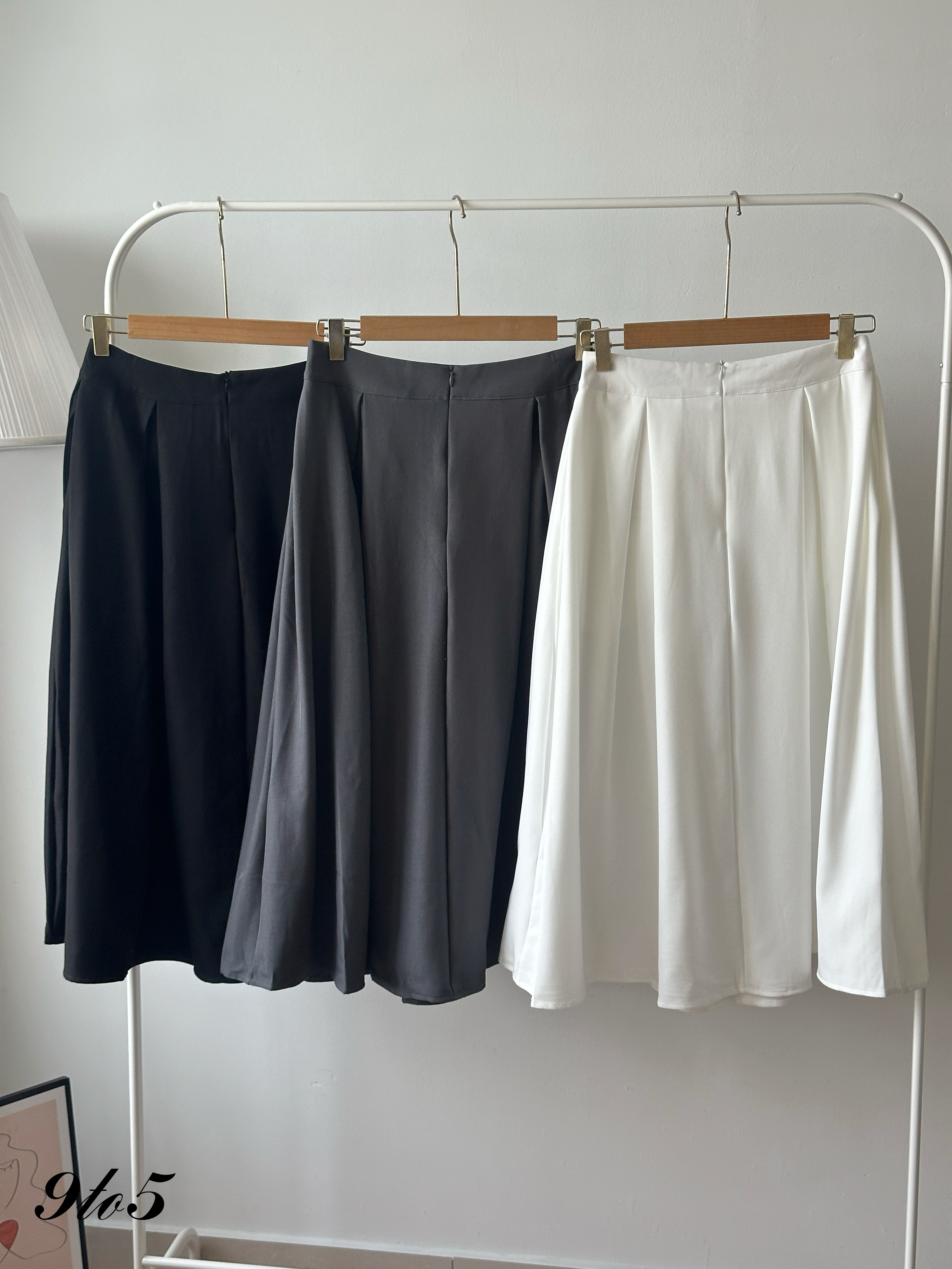 S1967 A Line Pleated Skirt - 3 Colors 