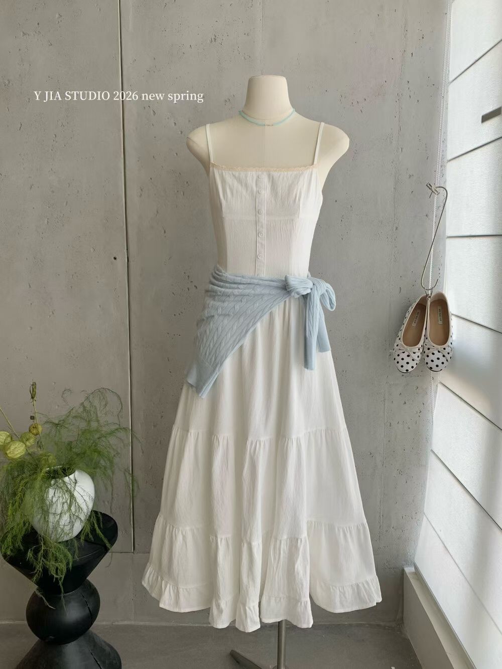 1748 Lace-Trim Tiered Dress Freesize 蕾丝边层叠白色蛋糕裙 