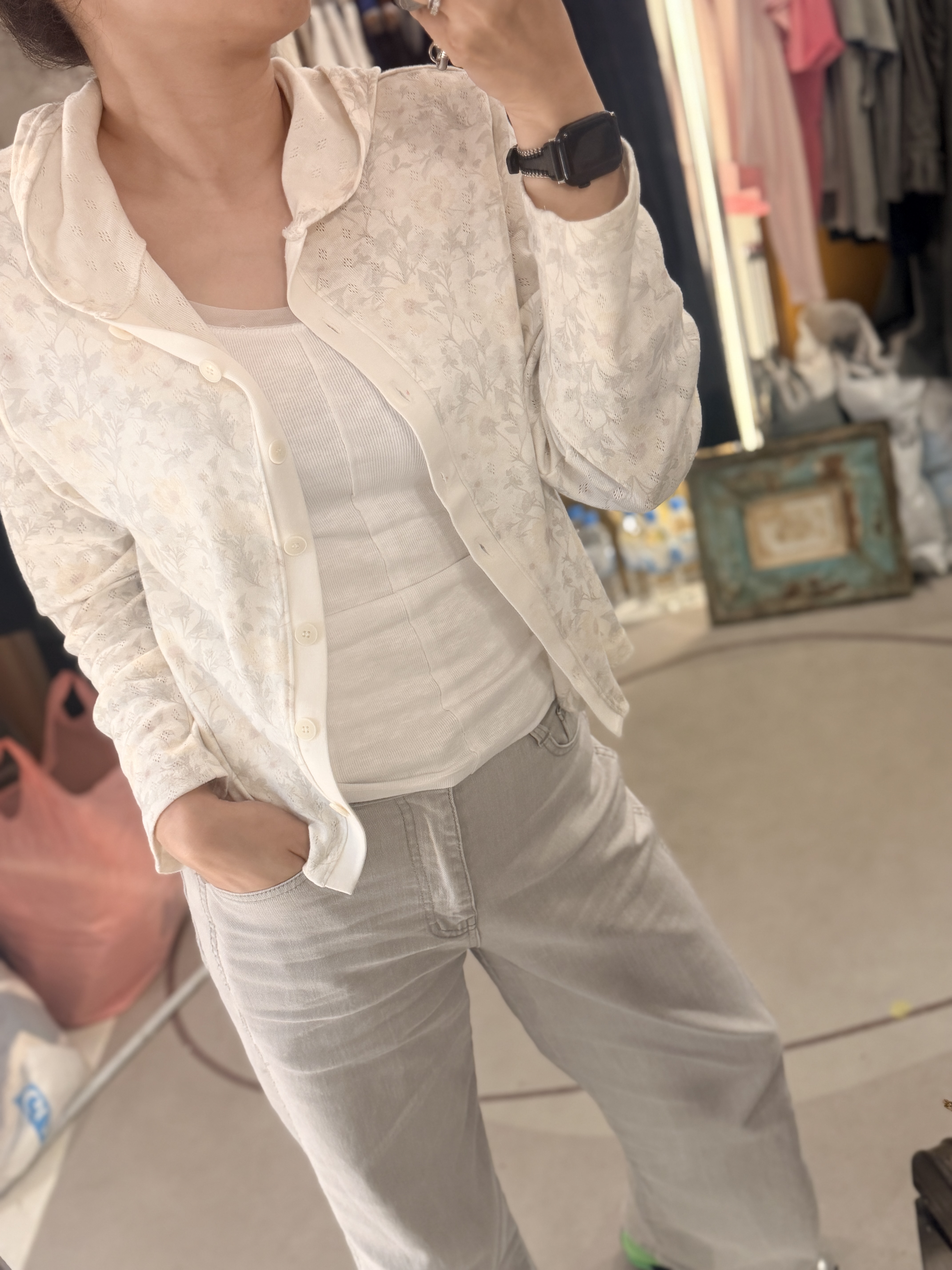 Vintage flower cotton cardigan