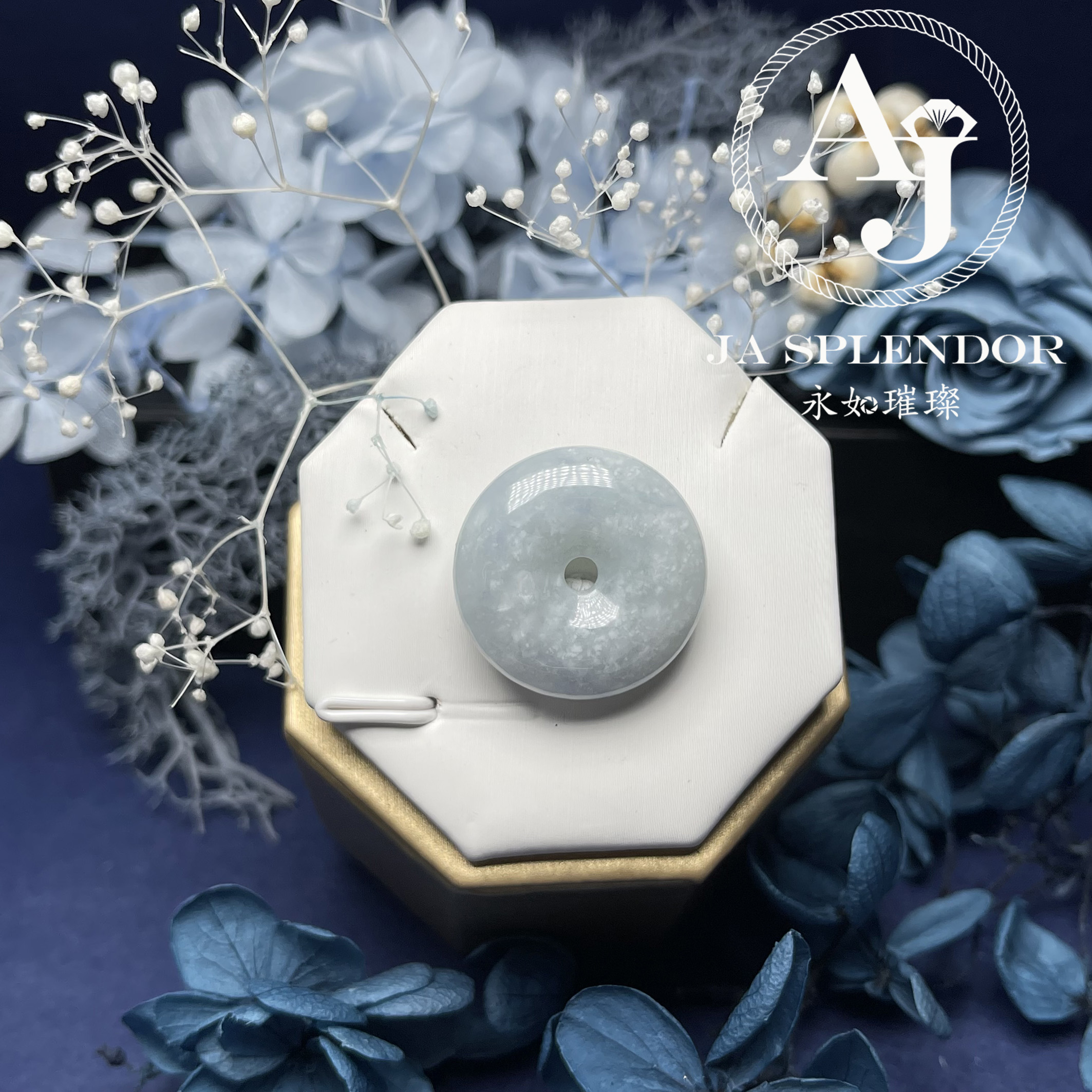 JN-1108,1131 天然翡翠A玉 紫藍色平安扣吊墜