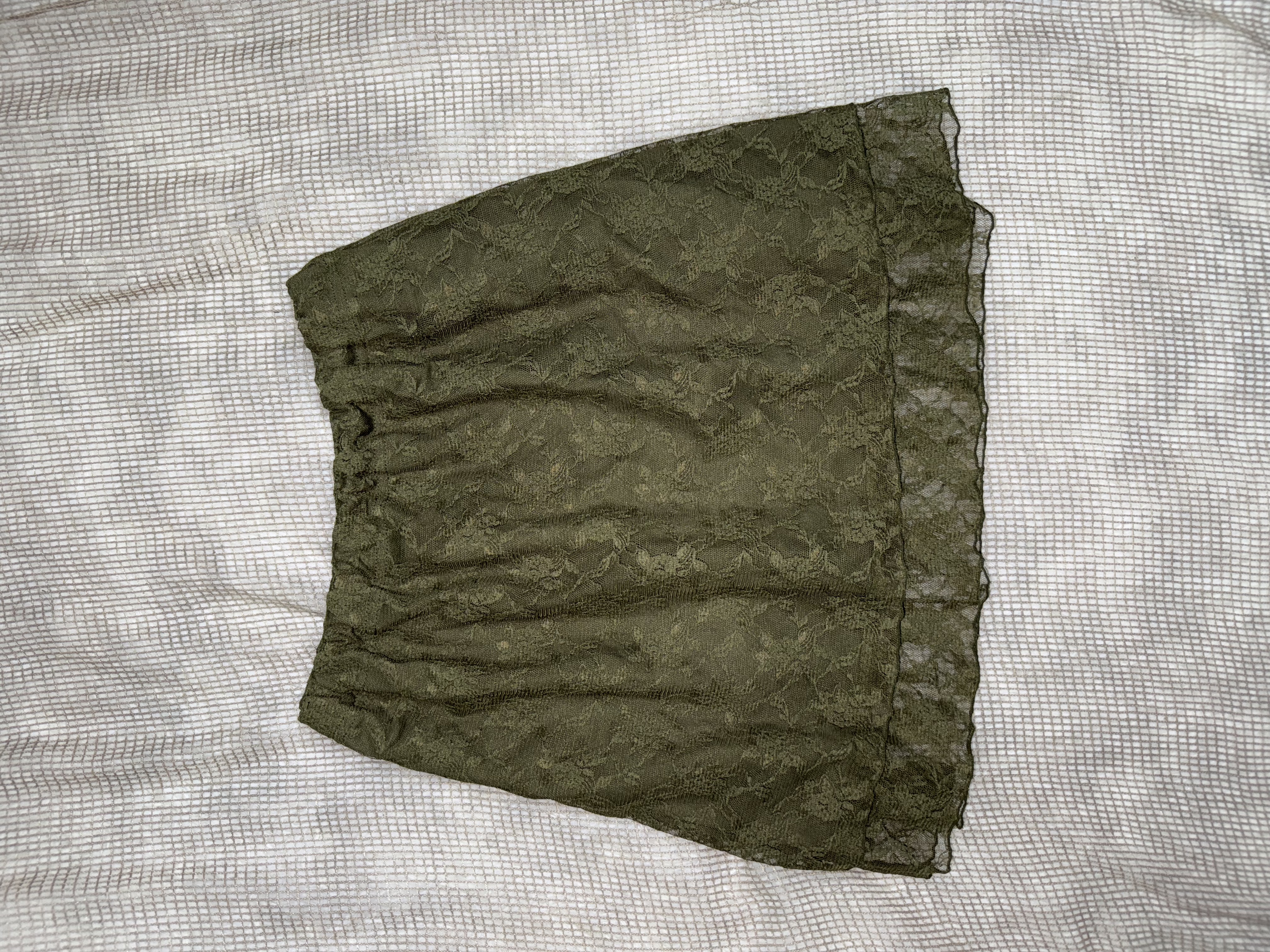 Fairy Olive Green Layered Lace Mini Skirt