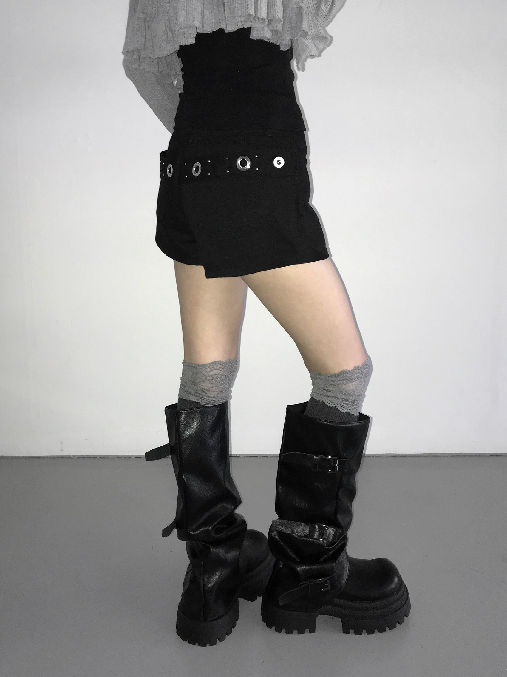 Grommet Belt Mini Shorts