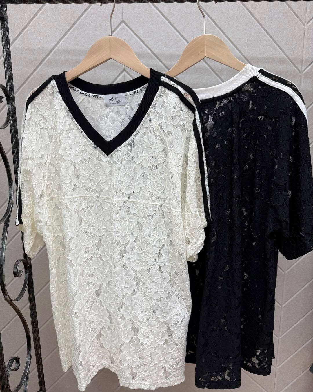 鏤空Lace運動風 oversize tee