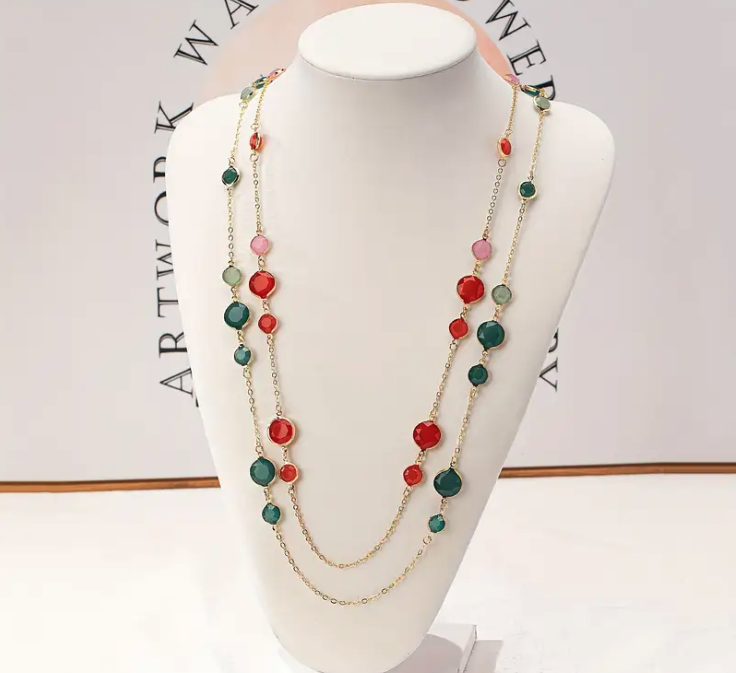 Versatile Geometric Circular Design Long Necklace