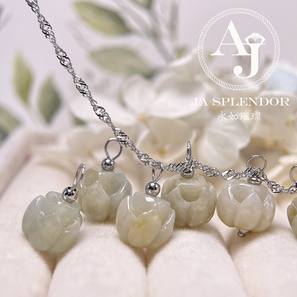 FBG26-H03 淡紫色立體蓮花純銀吊墜 (送鈦鋼項鏈)