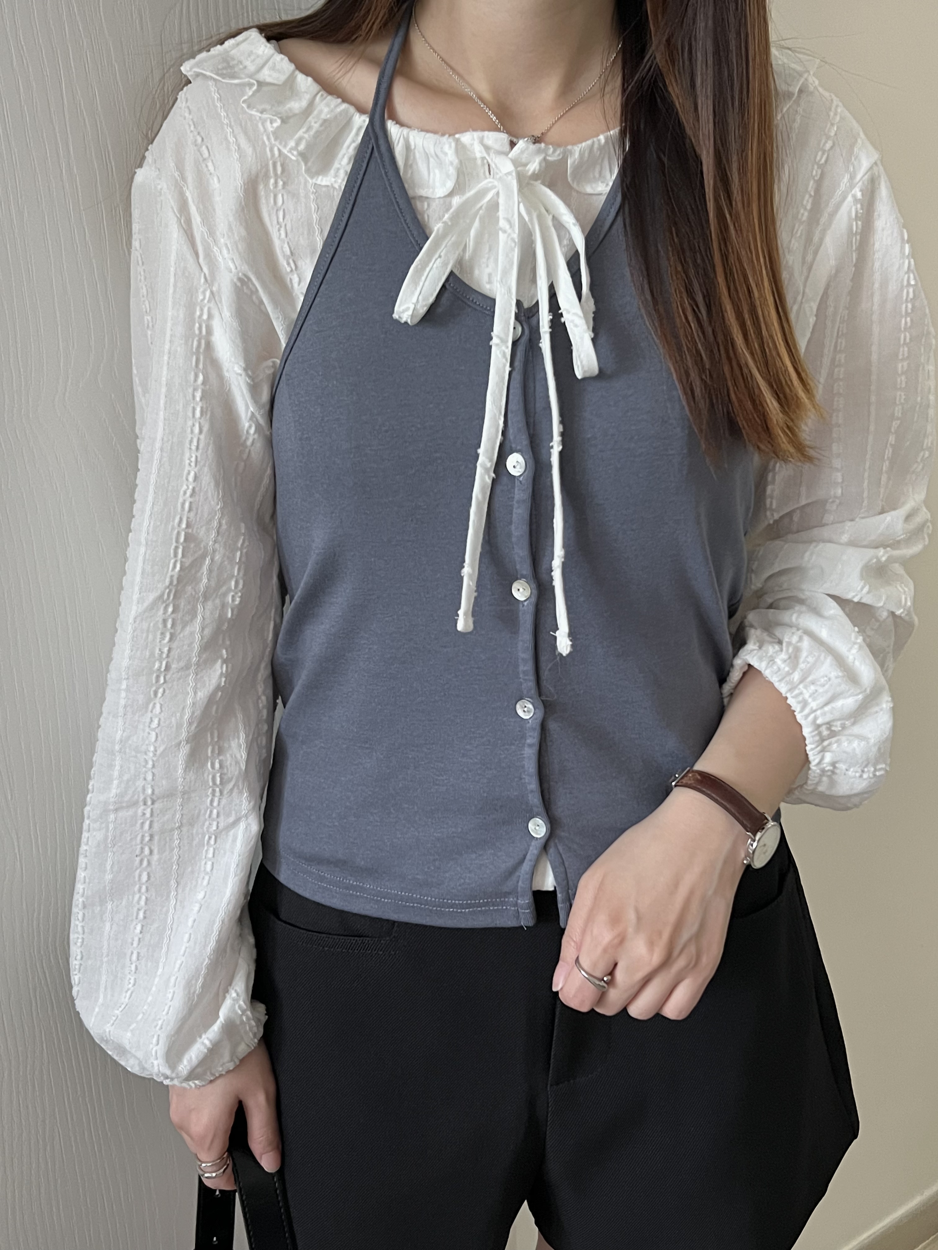 韓妹必備掛脖背心 