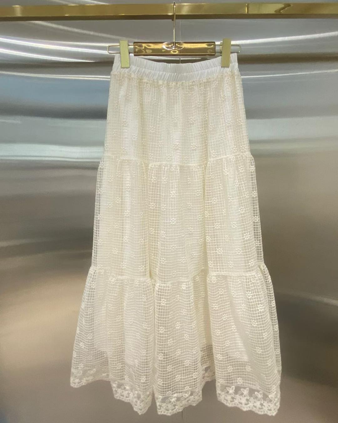 通花網紗半腰裙