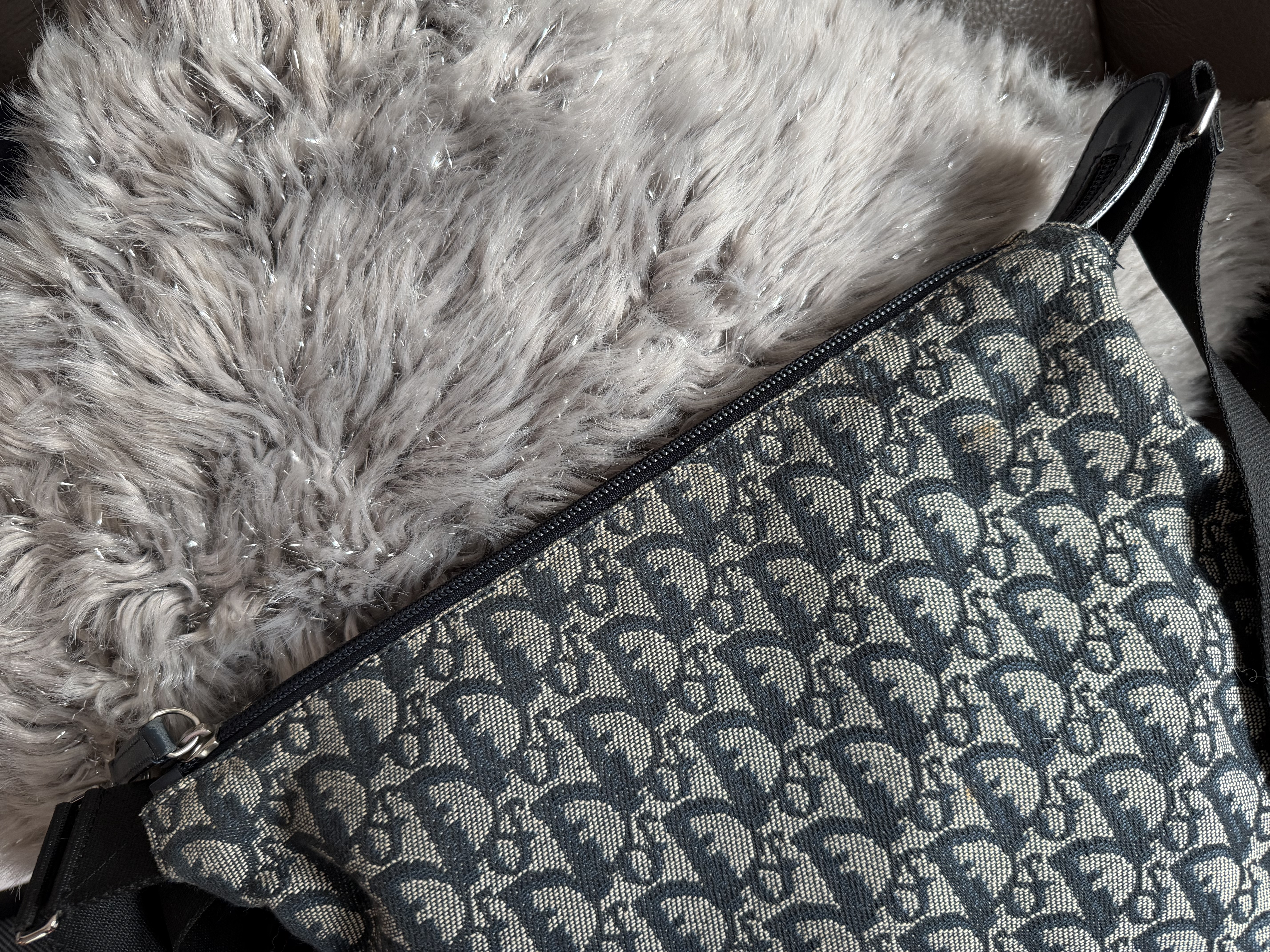 vintage dior navy monogram messenger bag