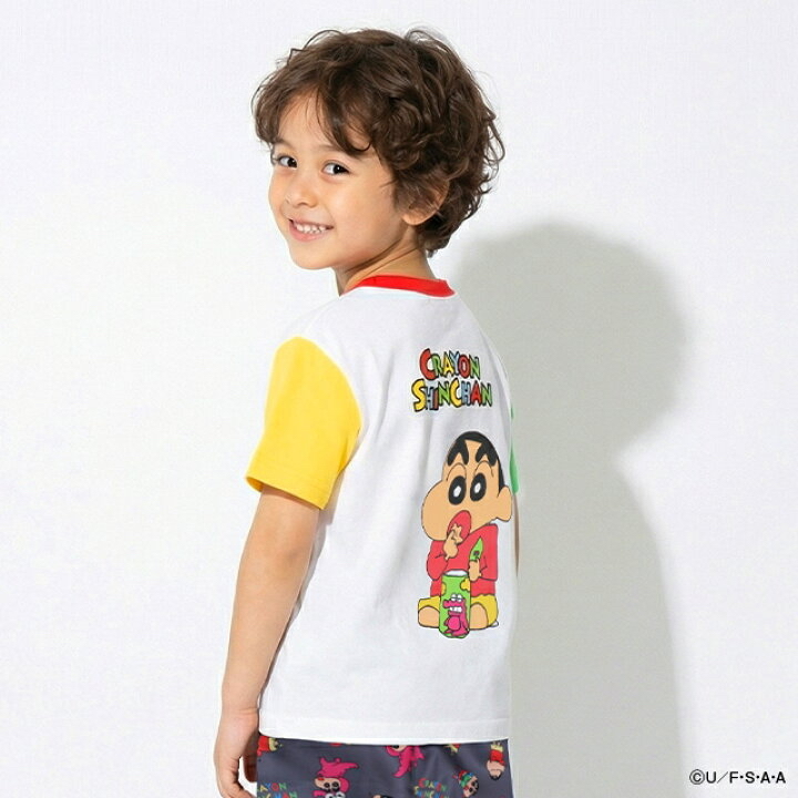 🇯🇵預訂 日本直送🇯🇵Babydoll x蠟筆小新系列兩色人物前後印花口袋撞色短袖T恤