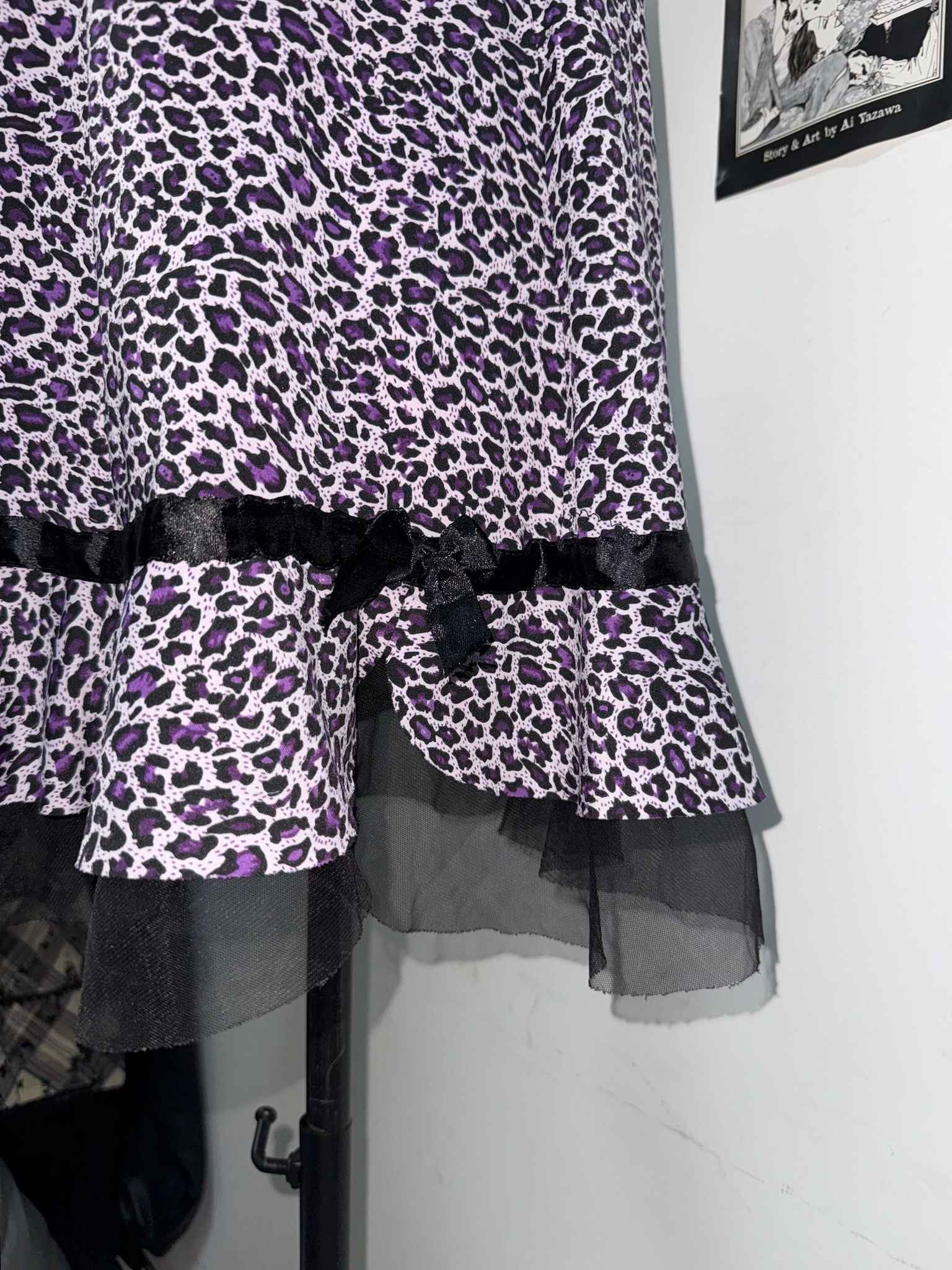 Purple Leopard Print Mesh Slip Dress