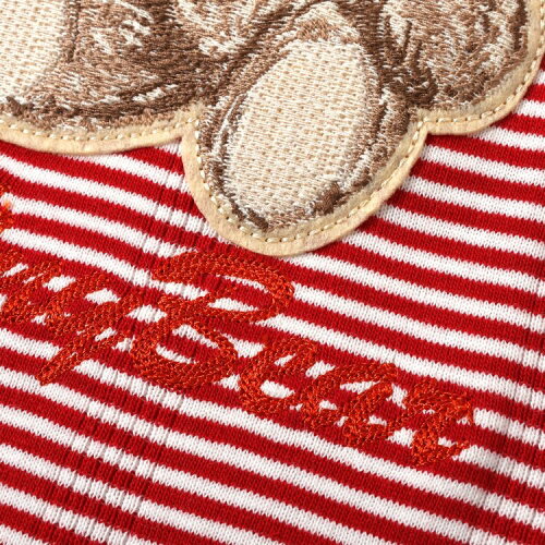 🆕【⭐訂購⭐】🇯🇵日本直送🌀小熊刺繡貼布 拼色綑邊袖 條紋短袖Tee［3款選］🌀 [ELDA-0279][260530]