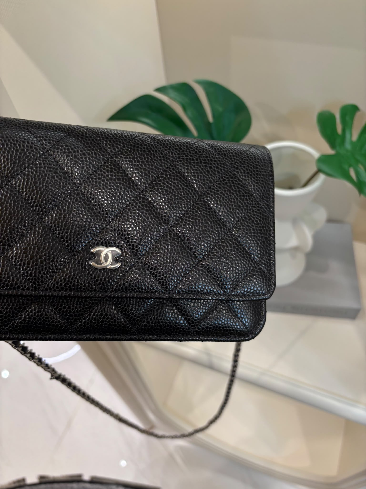 全新 Chanel wallet on chain 黑色荔枝牛皮銀扣WOC 100%Authentic, 全新 Brand New  ✅晶片貼✅dust bag ✅box