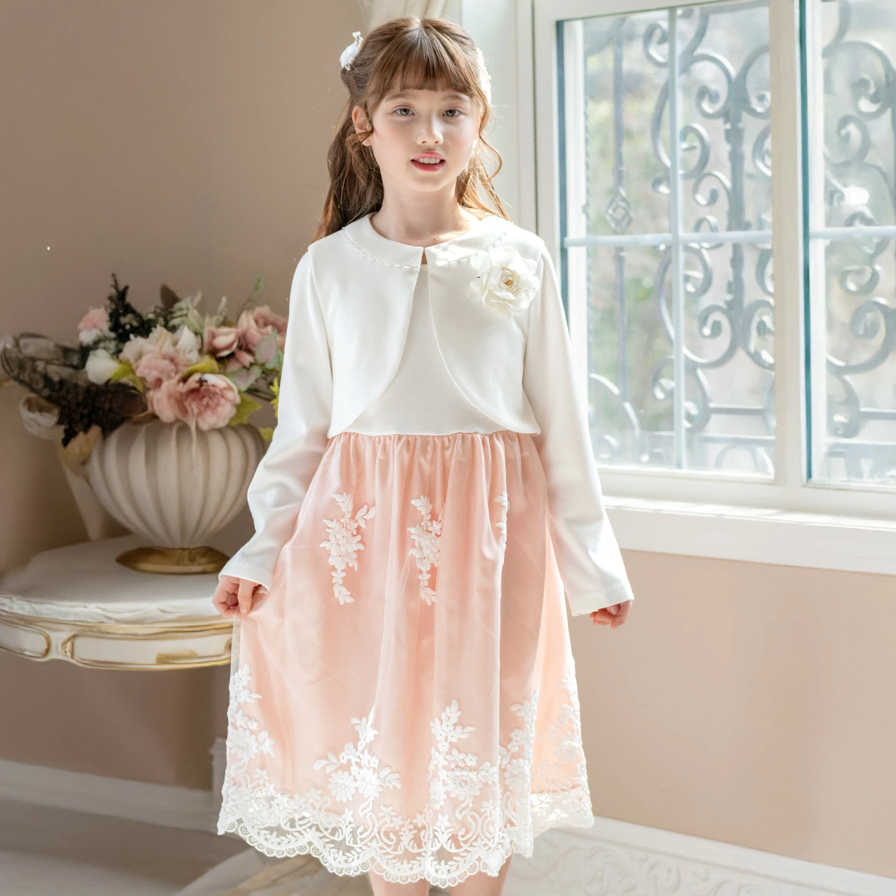 🆕【⭐訂購⭐】 🇯🇵日本直送🌀扇貝蕾絲背心連衣裙+針織外套 華麗套裝［4款選］🌀[ELBA-0075][260213]