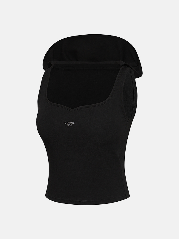 【宮廷領連PAD背心】預購_Soft Pique hooded sleeveless by Grandeline