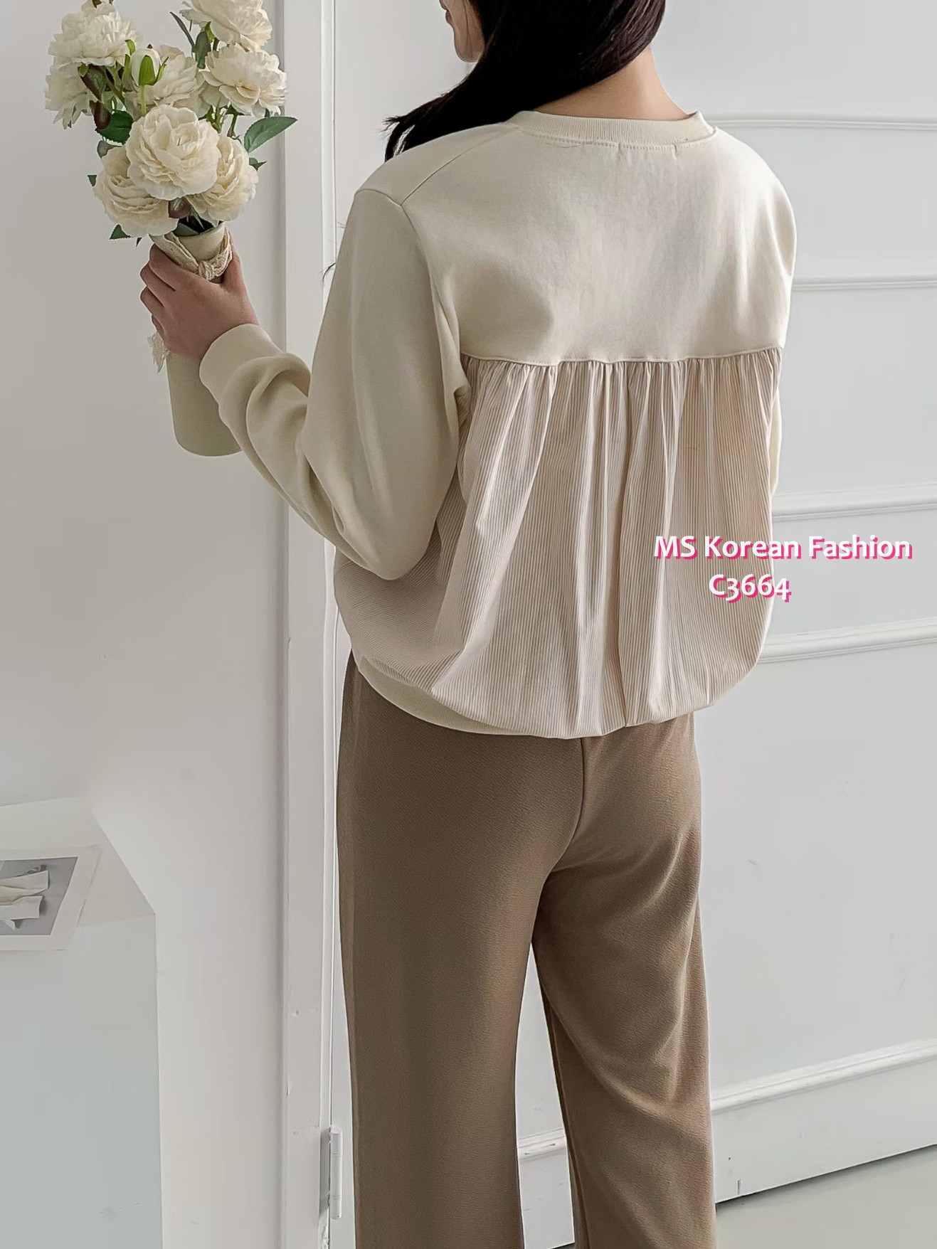 C3664 韓國🇰🇷後拼條子top