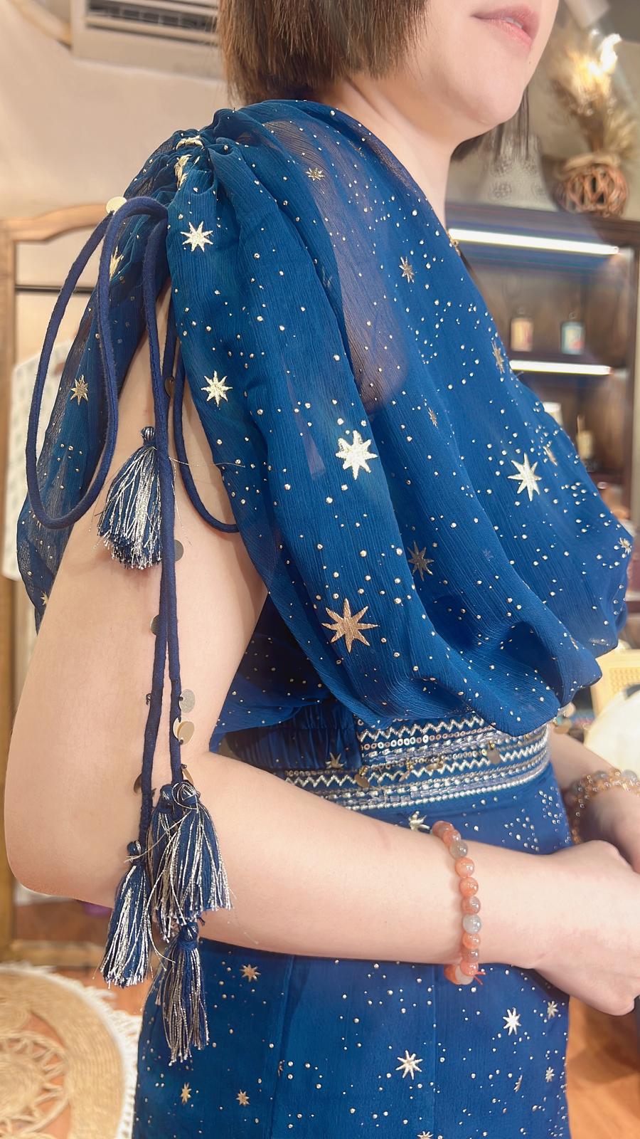 2710 Navy Blue Galaxy Chiffon Top