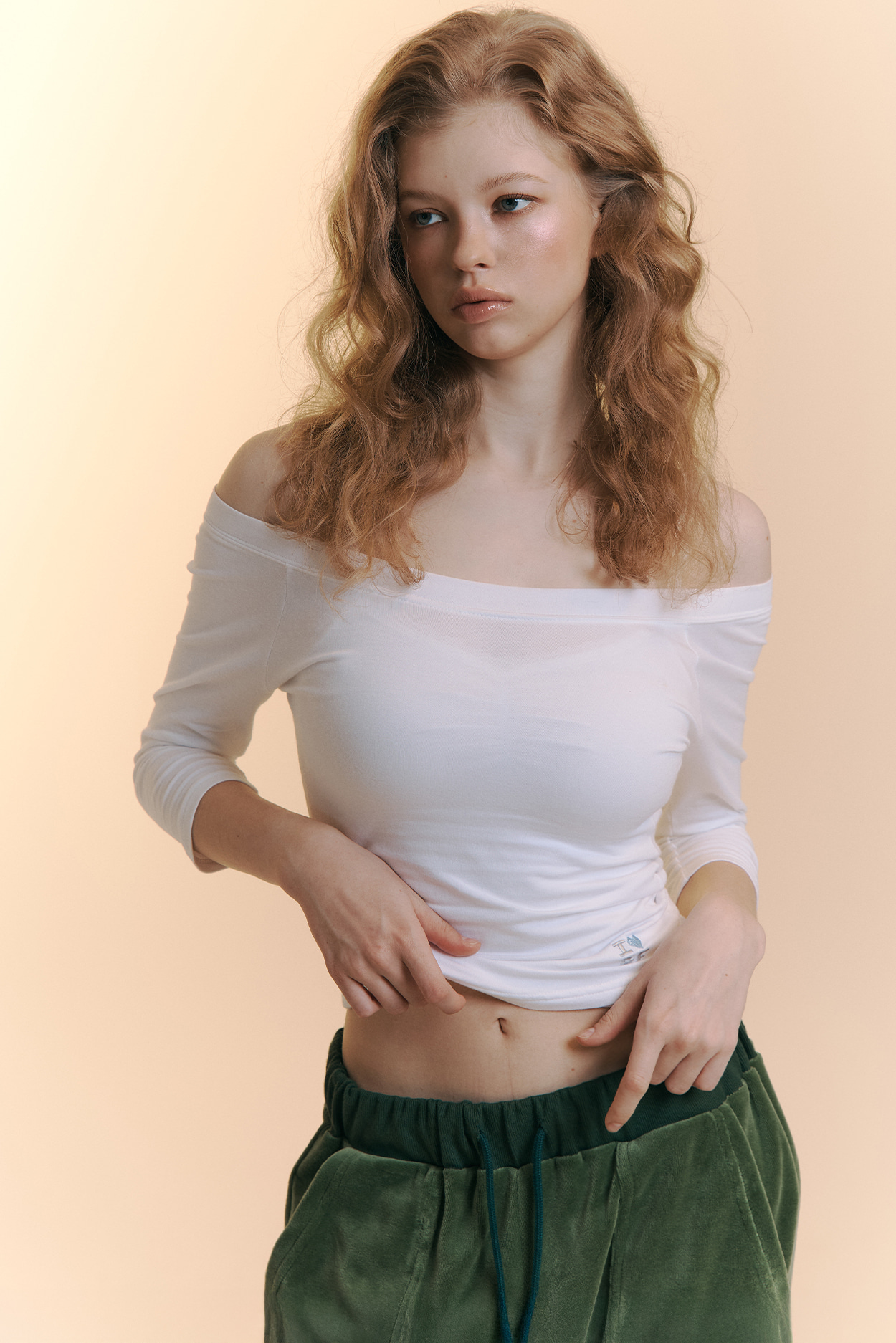 pleaseNOFOLLOW - Zed Off-Shoulder Long Sleeve Top (White)