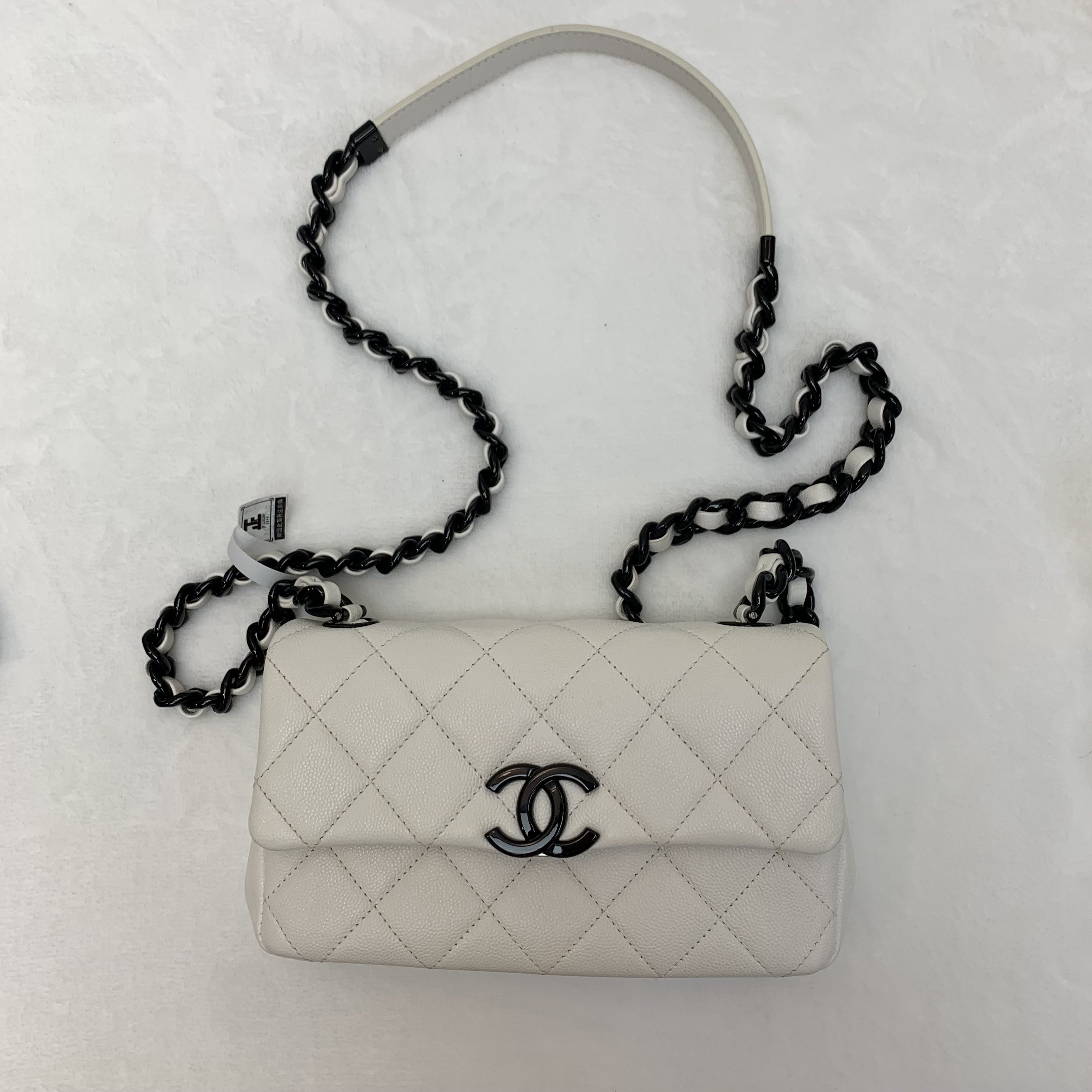 🐼熊貓配色Chanel黑白琺瑯扣大Mini
