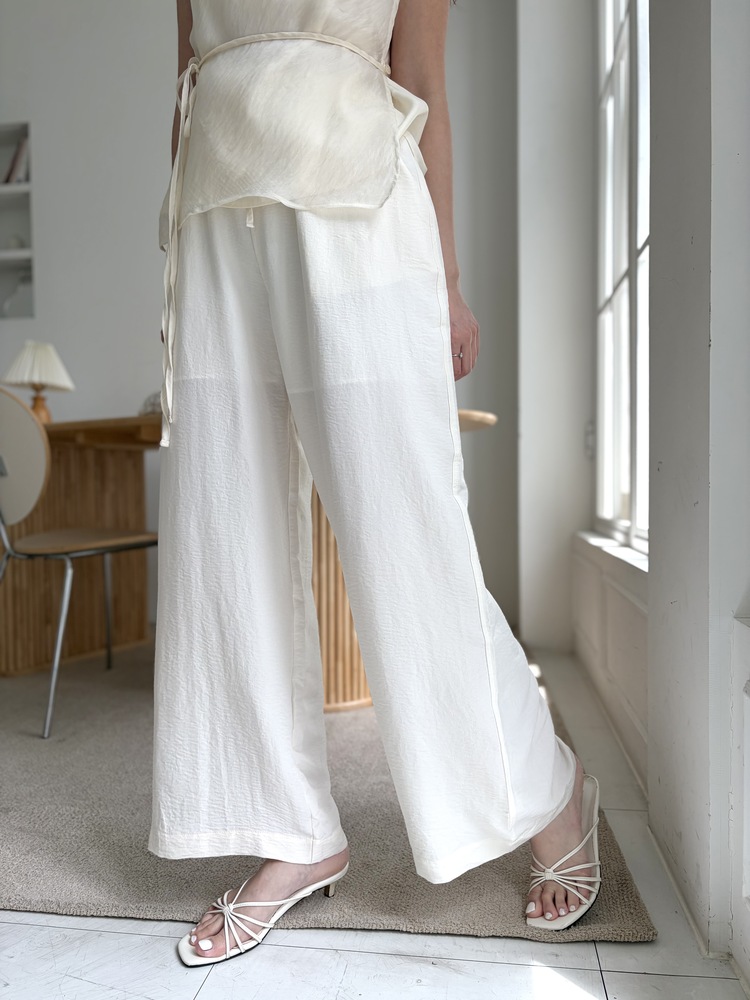 The Airy Elastic Pants (Cream)