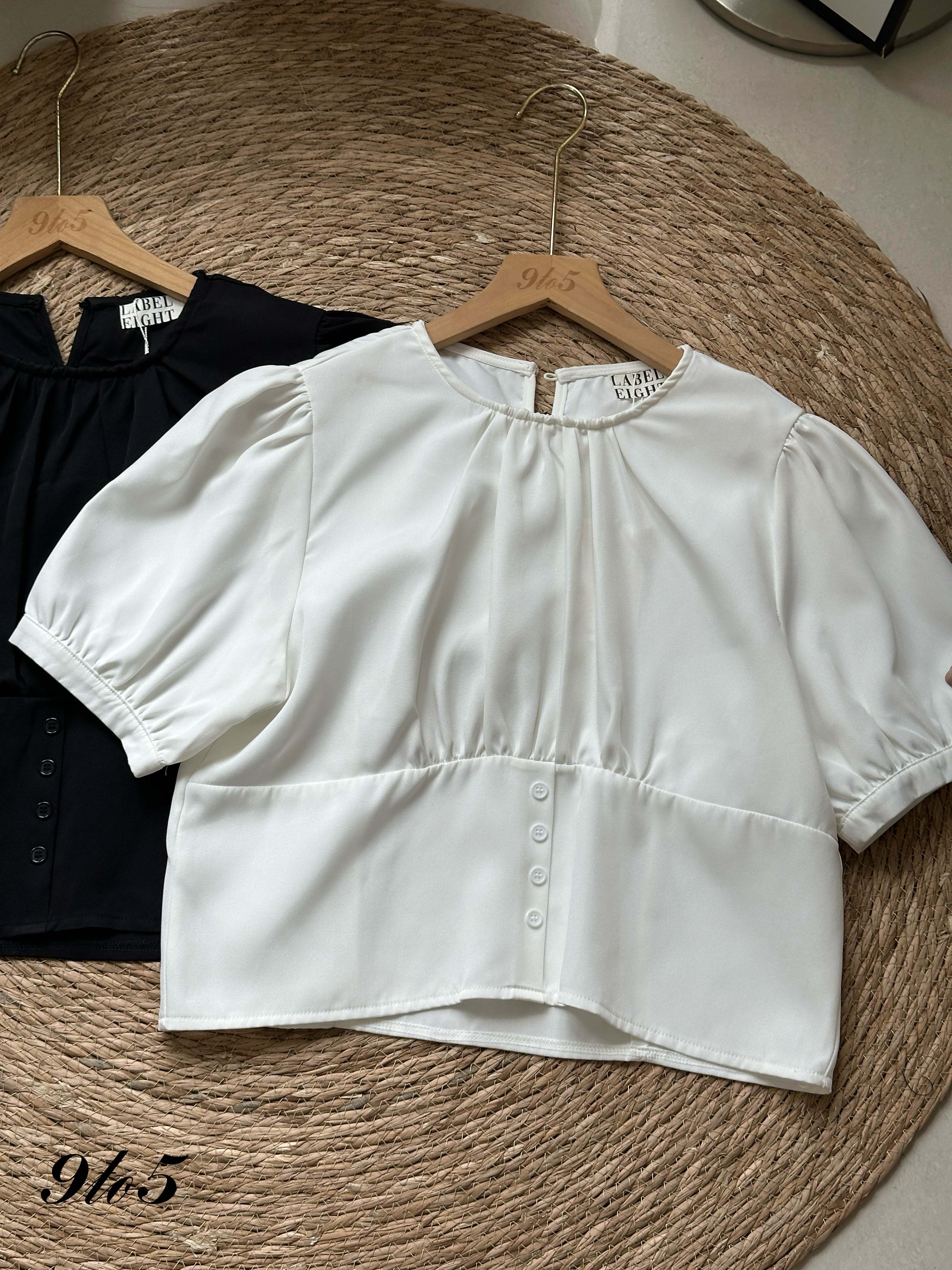 T4067 Puff Sleeve Ruched Top - 4 Colors 