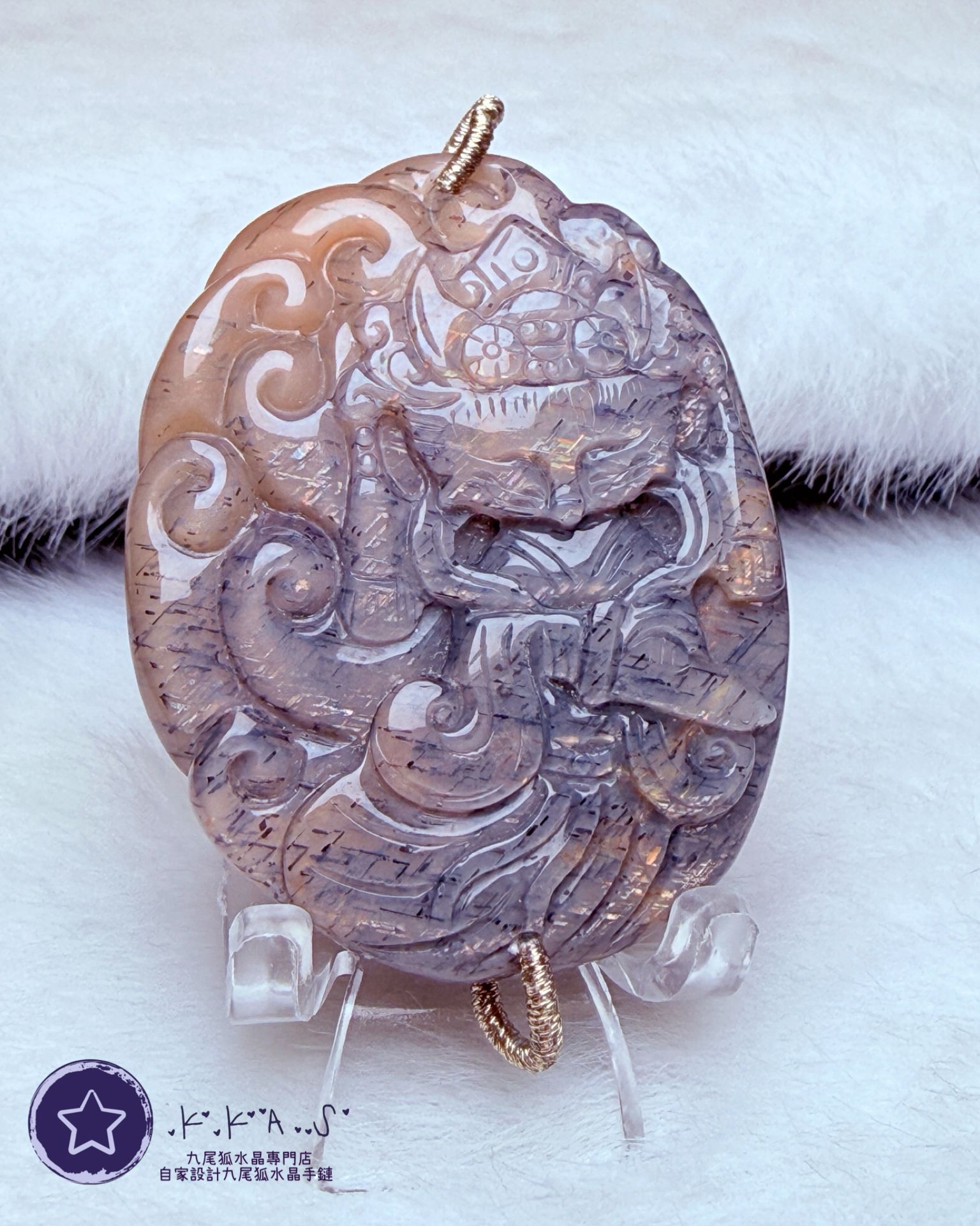 K00143 黑金骨幹 狐娘娘 - 吊墜/手牌兩用款